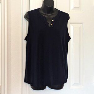 Anne Klein Black Sleeveless Top, Size Large
